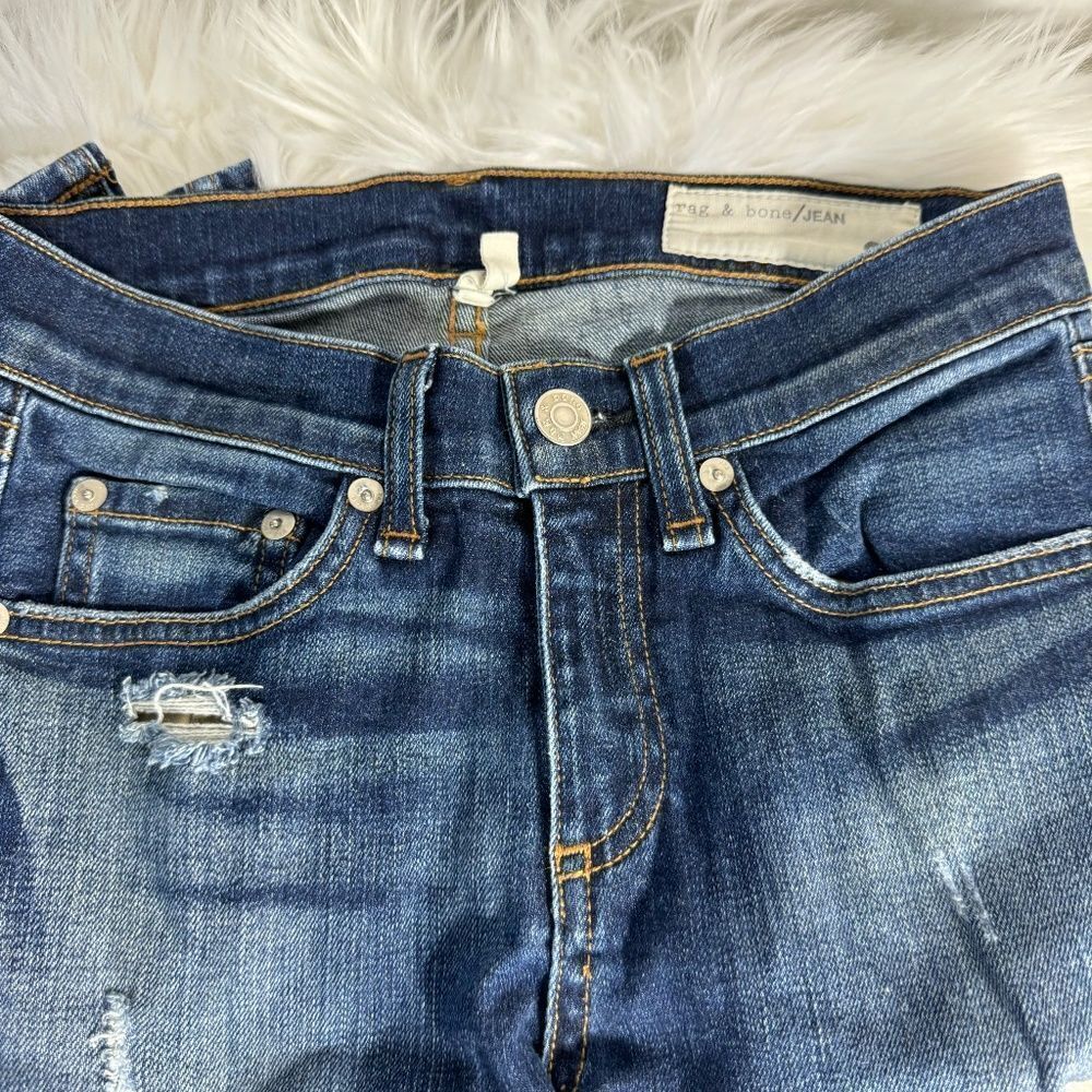 Rag &‎ Bone High Rise Skinny Busted Knee Jeans Sz 24